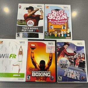 Wii Action Game Bundle 5 Pack - Tiger Woods PGA, Yoga Fit, Balls of Fury, Boxing